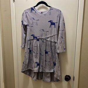 Kids Gray and Blue Horse Print Dress